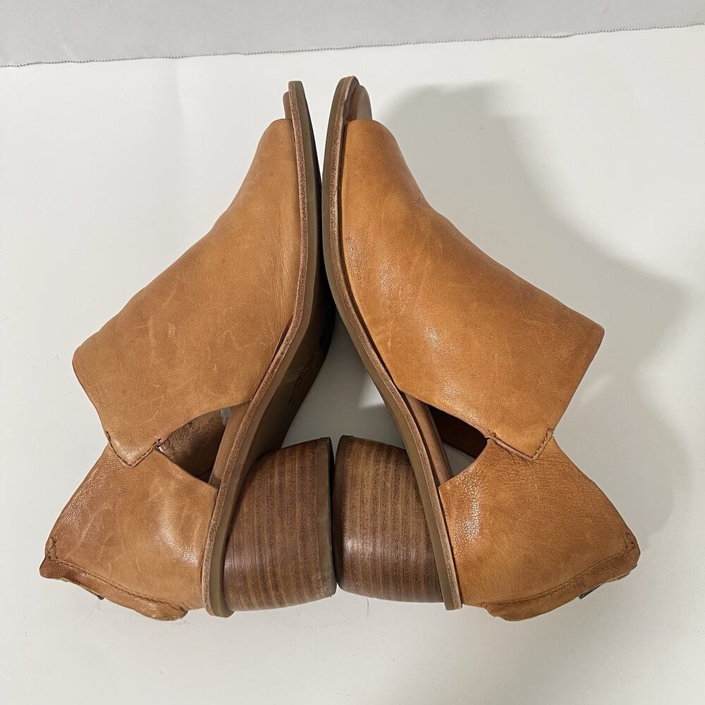 Sofft Carleigh Leather Peep Toe Booties Size 9 Luggage Tan Shoes Comfort - Picture 5 of 8
